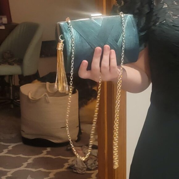 Neiman Marcus Silk Nightclub Emerald Green Clutch Purse
